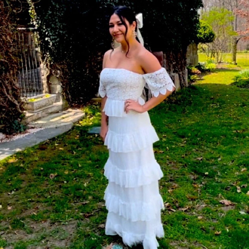 Tiered Strapless Off the Shoulder Dress